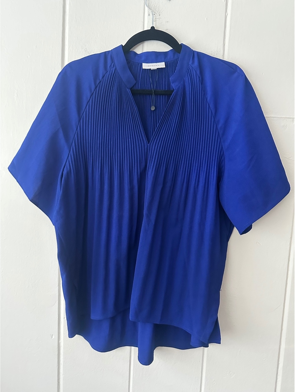 GINLEE NWOT Studio Royal Blue Pleated Pod Top Oversized Blouse Size 38 Medium